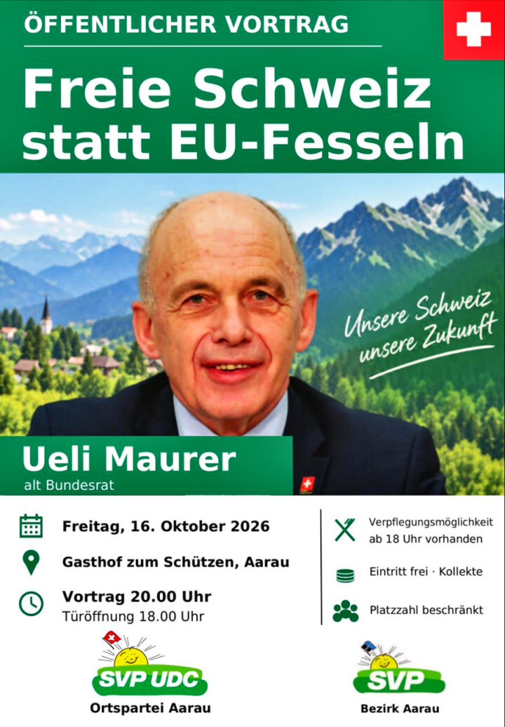 Flyer Öffentlicher Vortrag Freie Schweiz statt EU-Fesseln