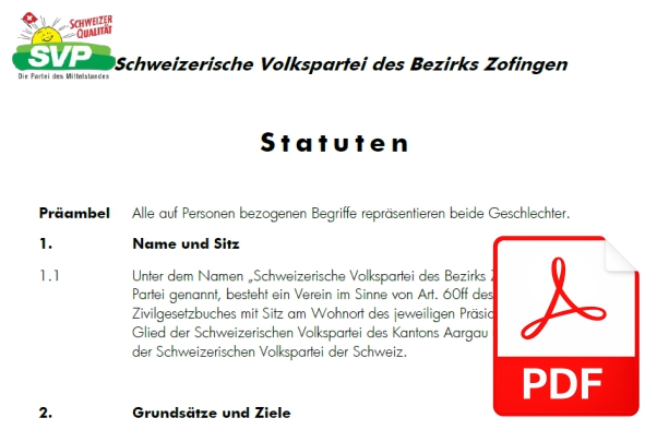 Statuten SVP Bezirkspartei Zofingen